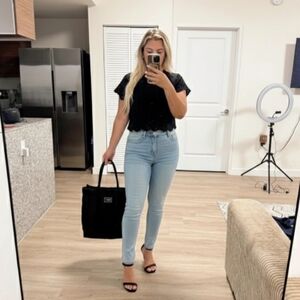 LISHLY Women's Short Sleeve Round Neck T-Shirts, Casual Blouses with Eyelet Deta